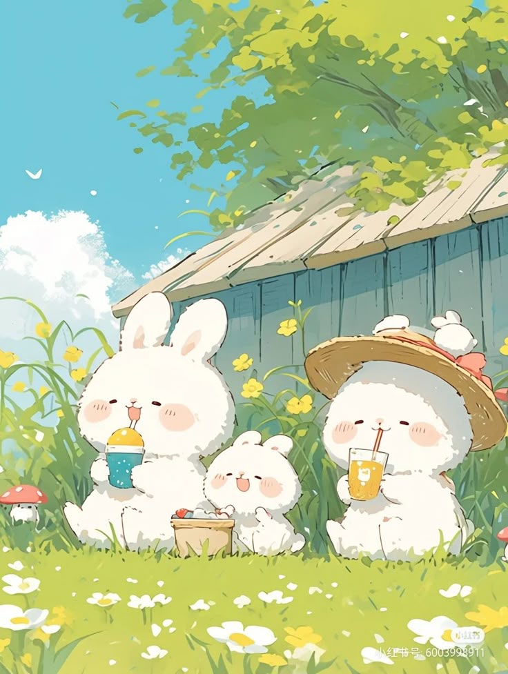 Hình ảnh thỏ chibi cute - gia đình thỏ