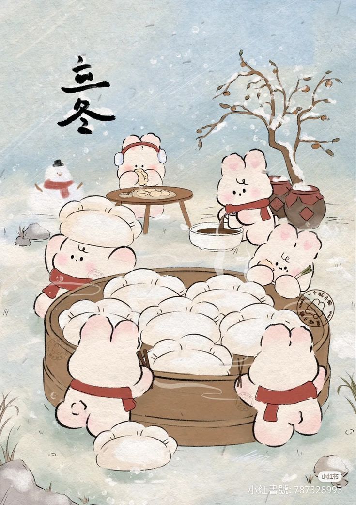 Hình ảnh thỏ chibi cute - hấp bánh bao