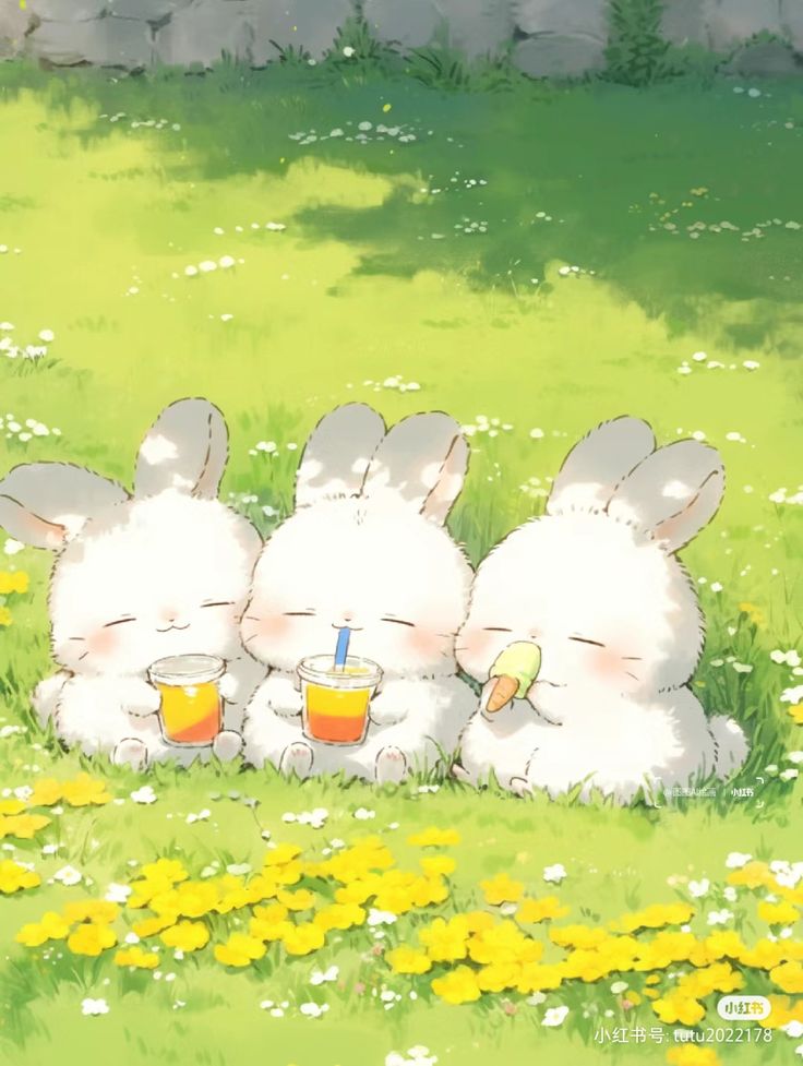 Hình ảnh thỏ chibi cute - mùa hè thư giãn