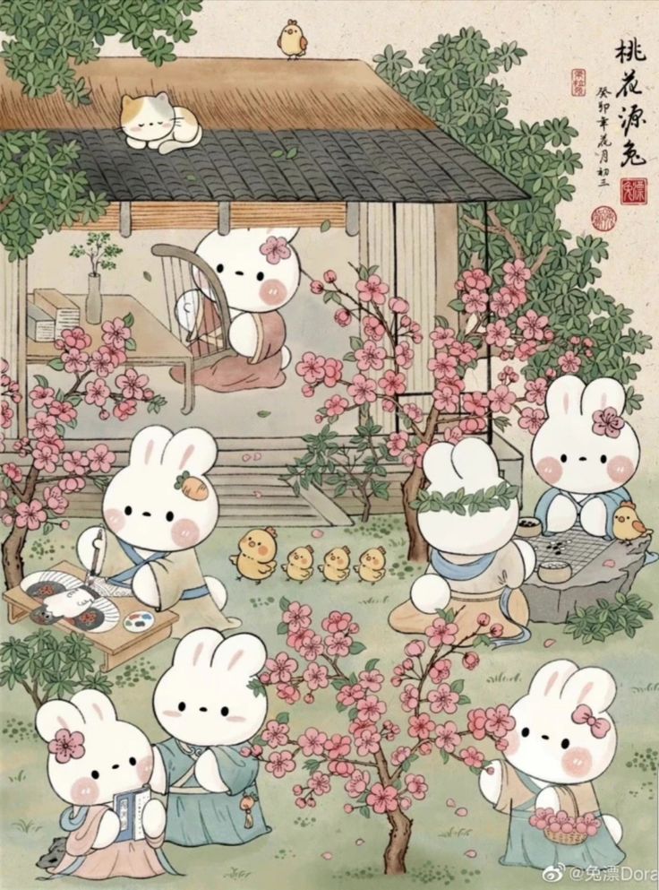 Hình ảnh thỏ chibi cute - phiên bản cổ trang