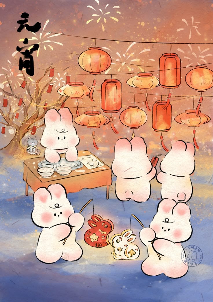 Hình ảnh thỏ chibi cute - tết trung thu