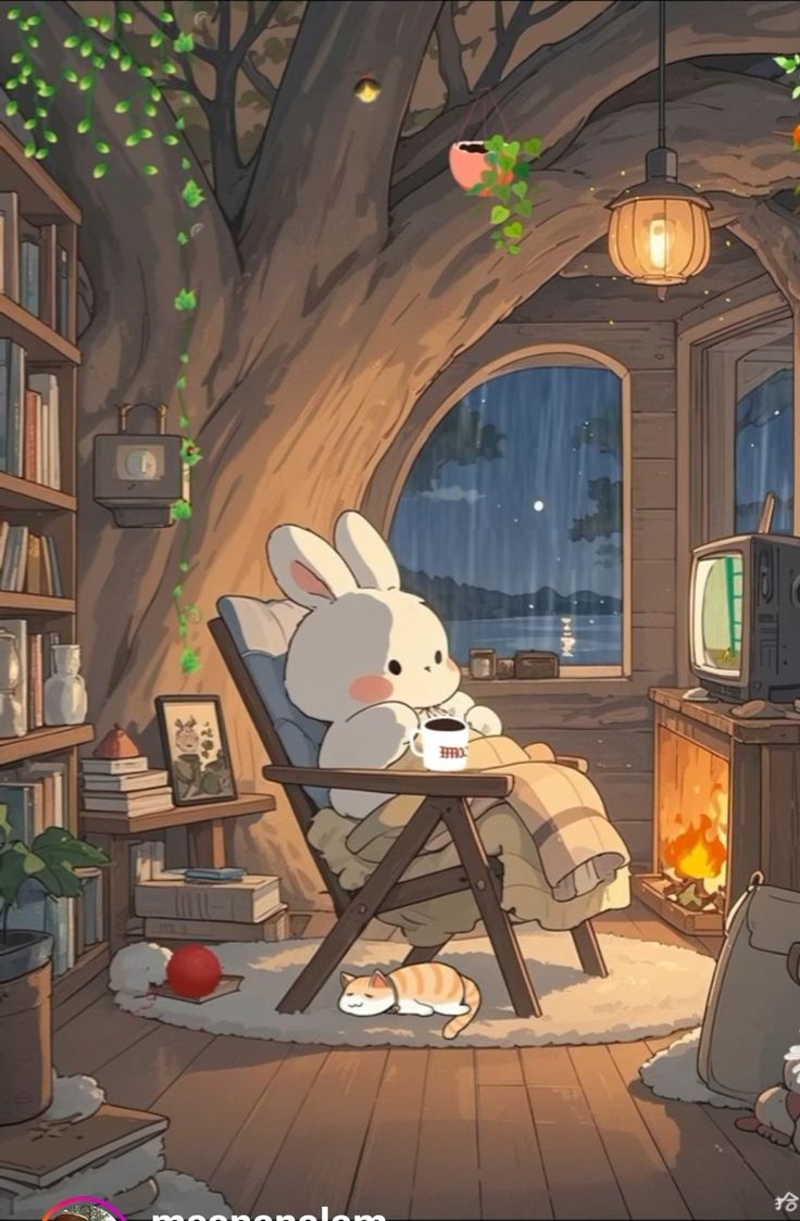 Hình ảnh thỏ chibi cute - thư giãn