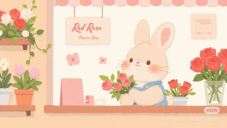 Hình ảnh thỏ chibi cute - tiệm hoa