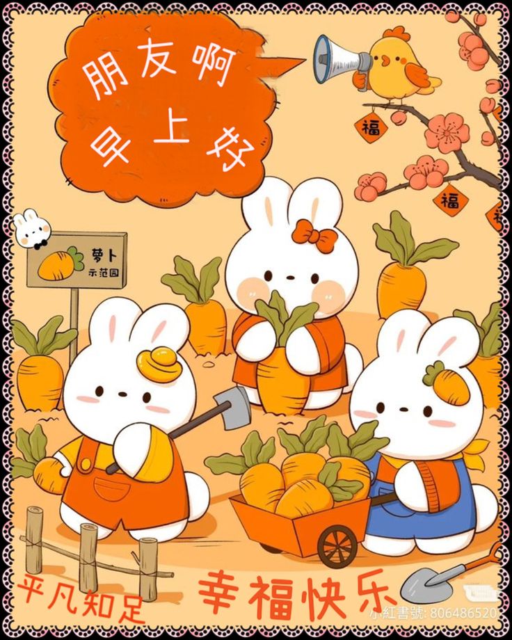 Hình ảnh thỏ chibi cute - trồng cà rốt
