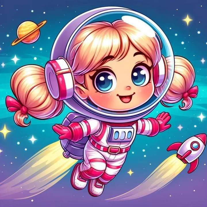 Hình ảnh vẽ phi hành gia chibi - bay trong vũ trụ