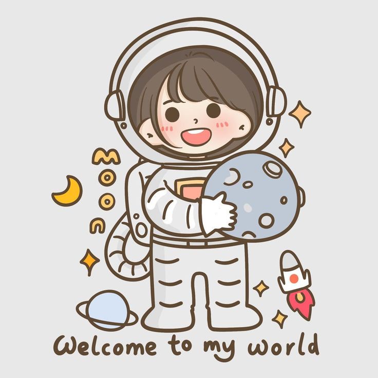 Hình ảnh vẽ phi hành gia chibi - bé gái