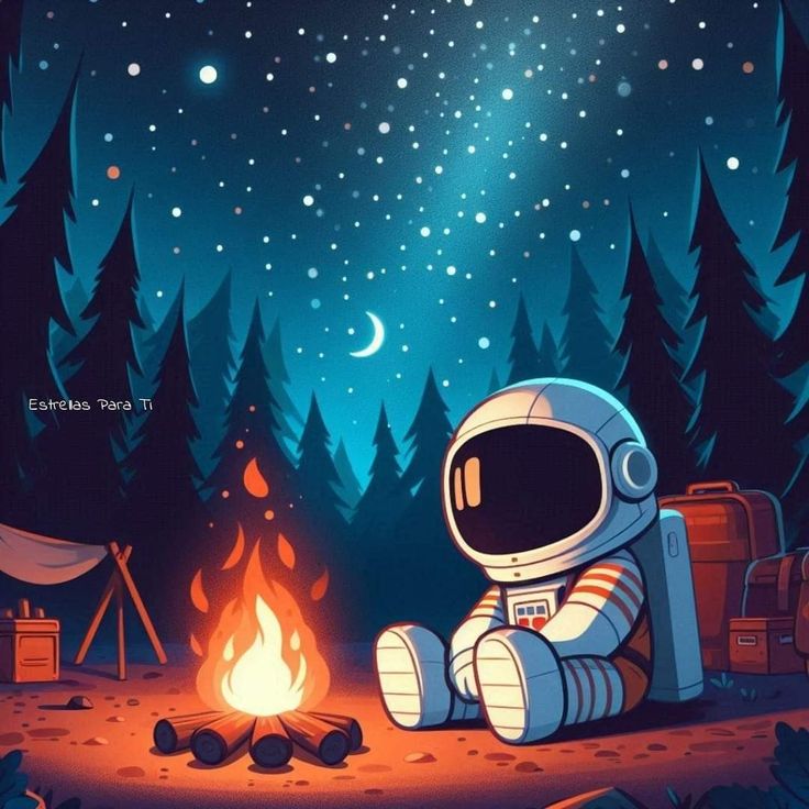 Hình ảnh vẽ phi hành gia chibi - cắm trại