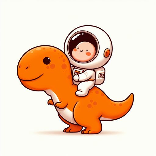 Hình ảnh vẽ phi hành gia chibi - cưỡi khủng long