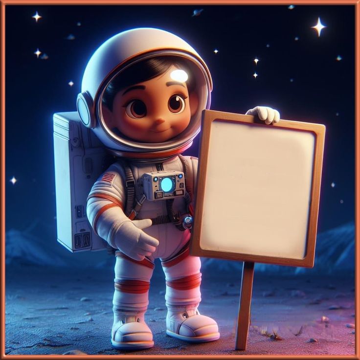 Hình ảnh vẽ phi hành gia chibi - dựng bảng