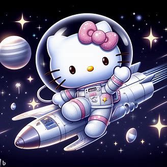 Hình ảnh vẽ phi hành gia chibi - hello kitty