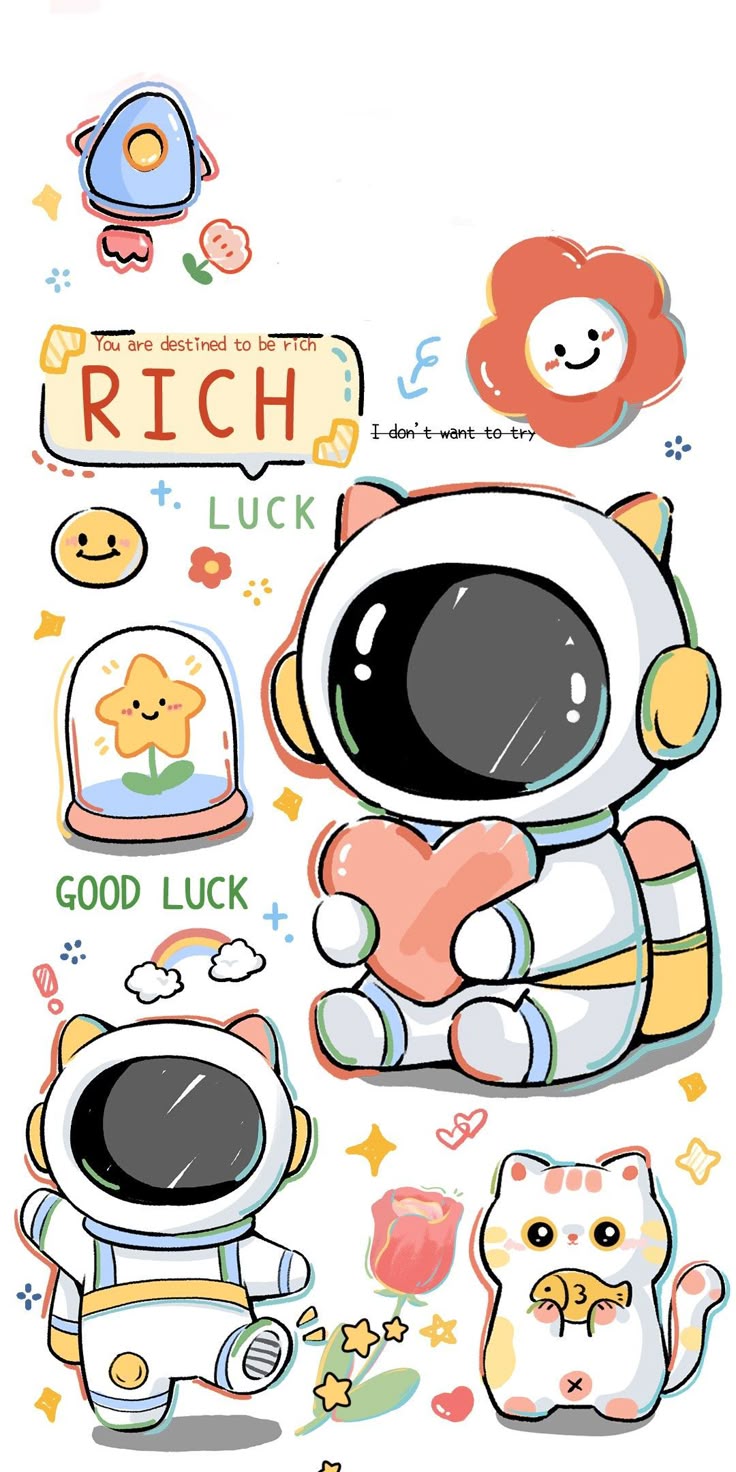 Hình ảnh vẽ phi hành gia chibi - hình nền điện thoại