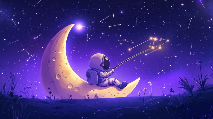 Hình ảnh vẽ phi hành gia chibi - ngắm sao