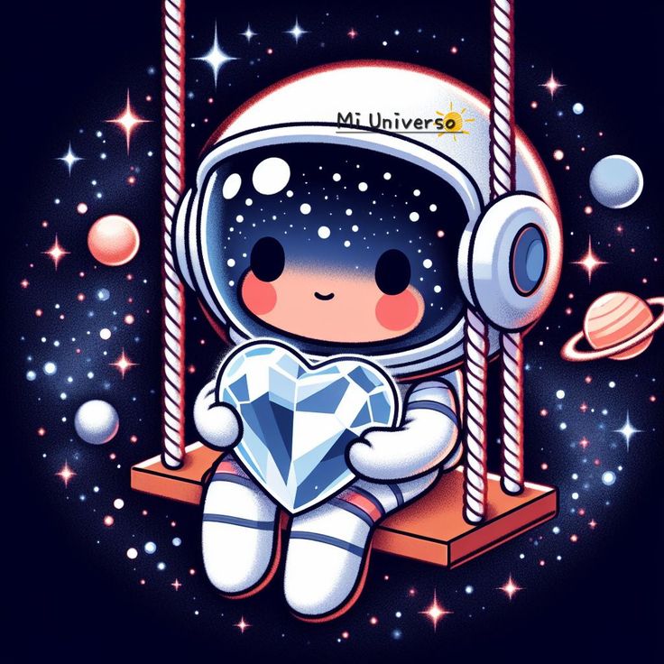 Hình ảnh vẽ phi hành gia chibi - ngồi xích đu