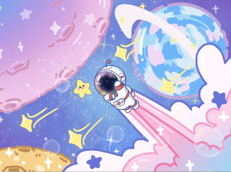 Hình ảnh vẽ phi hành gia chibi - nhiều màu sắc