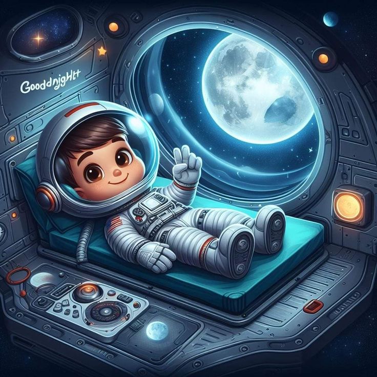 Hình ảnh vẽ phi hành gia chibi - trong tàu vũ trụ