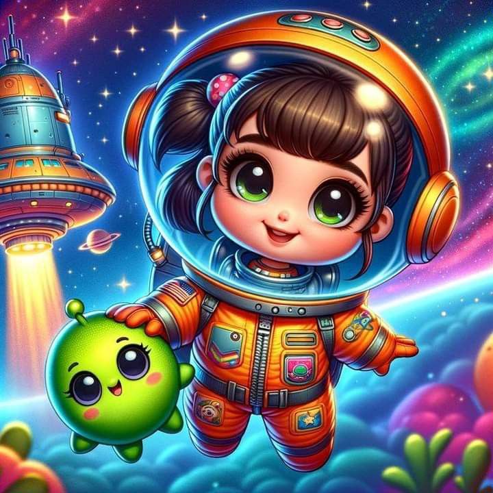Hình ảnh vẽ phi hành gia chibi - và thú cưng