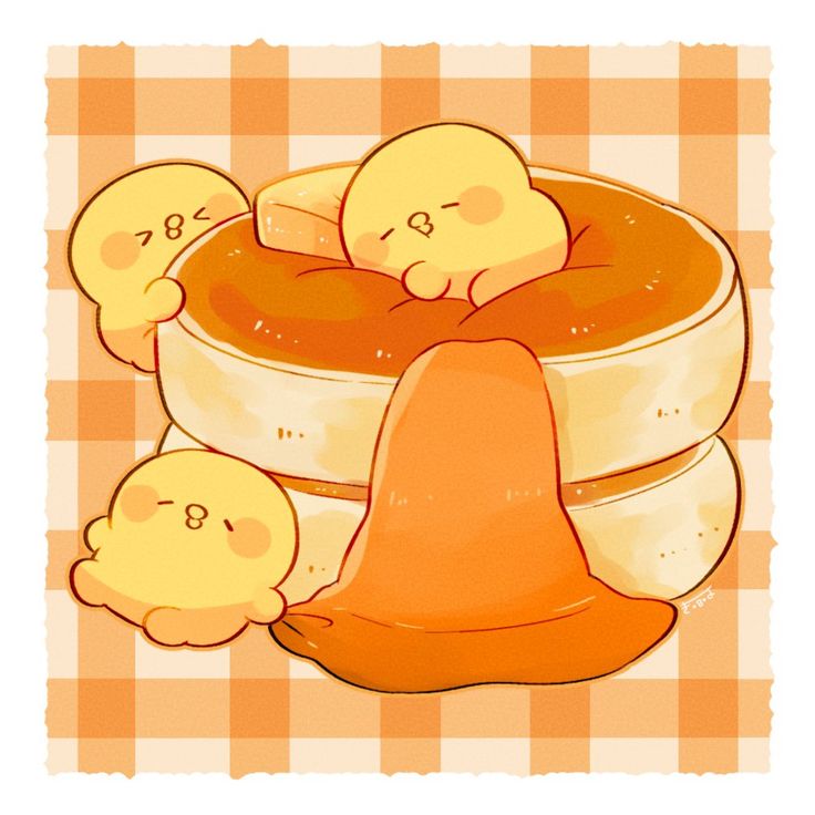 Hình nền con vịt chibi - bánh pancake