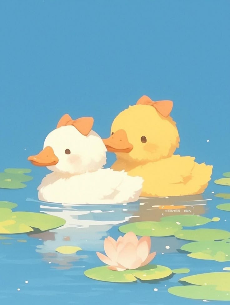 Hình nền con vịt chibi - đôi bạn thân