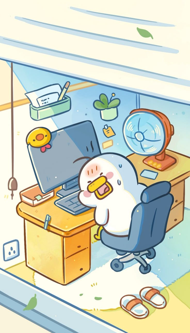 Hình nền con vịt chibi - mệt mỏi