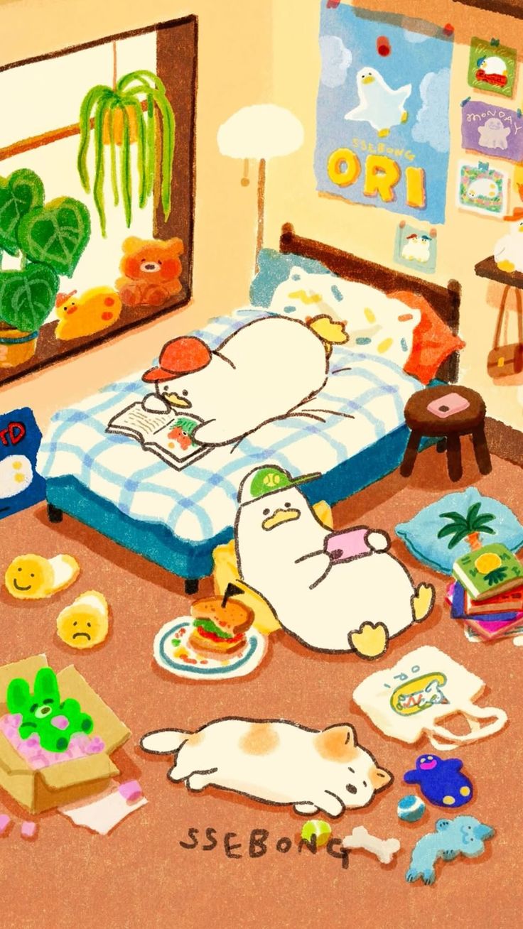 Hình nền con vịt chibi - ngày nghỉ