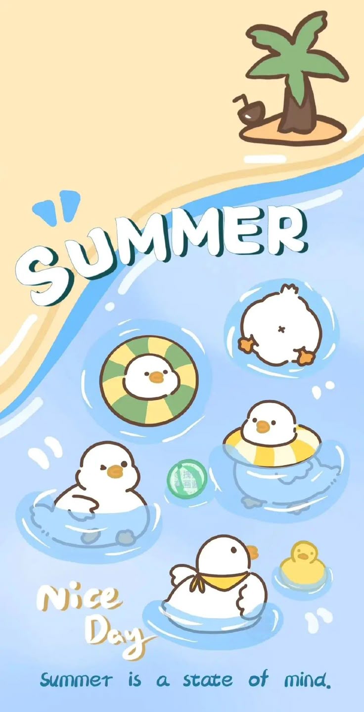 Hình nền con vịt chibi phiên bản mùa hè