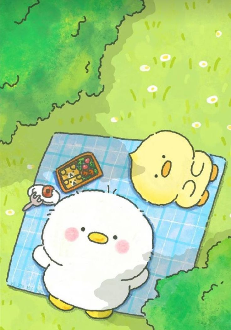 Hình nền con vịt chibi - Vịt trắng và vịt vàng