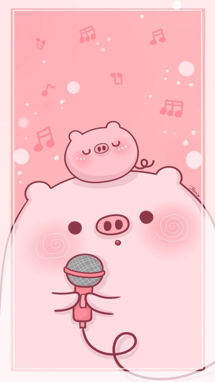 Hình nền heo chibi màu hồng - Âm nhạc