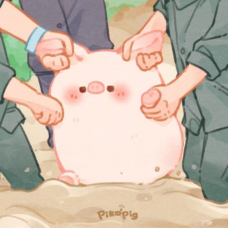 Hình nền heo chibi màu hồng - bị bắt
