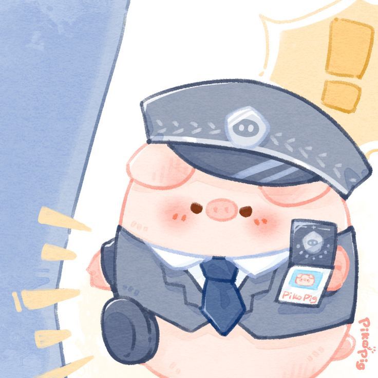 Hình nền heo chibi màu hồng - cảnh sát heo