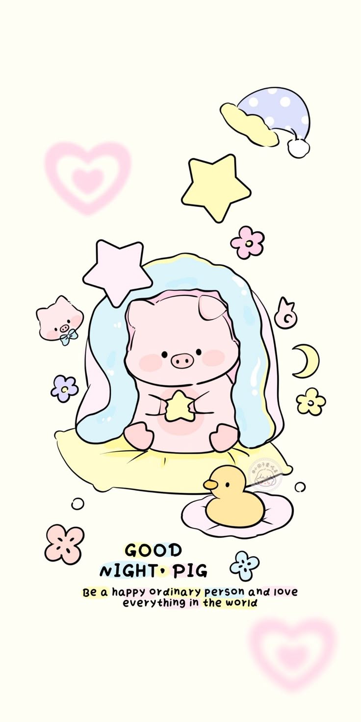 Hình nền heo chibi màu hồng - đắp chăn