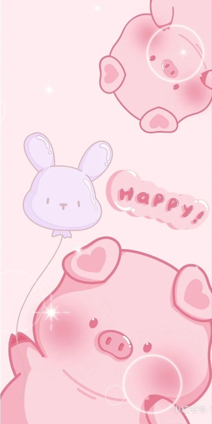 Hình nền heo chibi màu hồng - lấp lánh