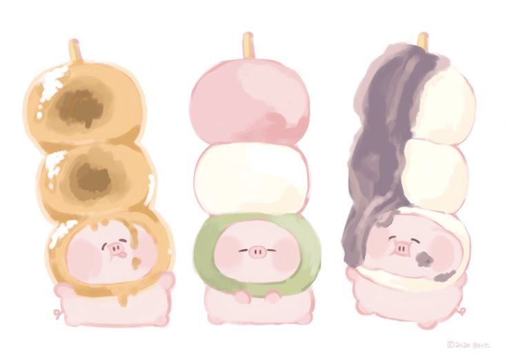 Hình nền heo chibi màu hồng - mochi heo