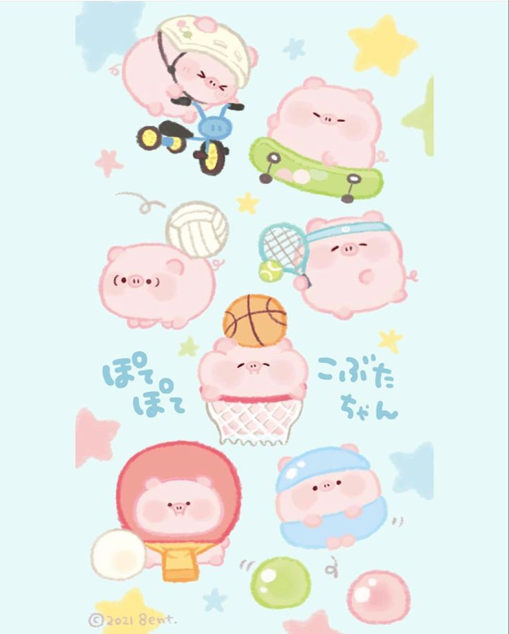 Hình nền heo chibi màu hồng - phiên bản thể thao