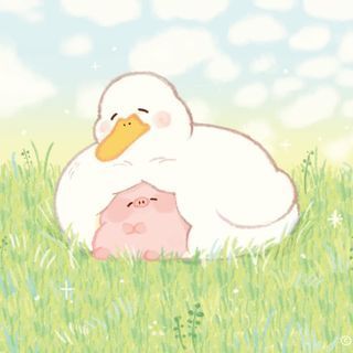 Hình nền heo chibi màu hồng -vịt và heo