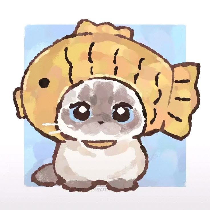 Hình nền mèo chibi - bé mèo cá