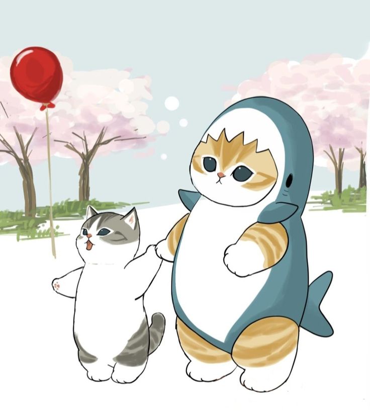 Hình nền mèo chibi - hai chú mèo con
