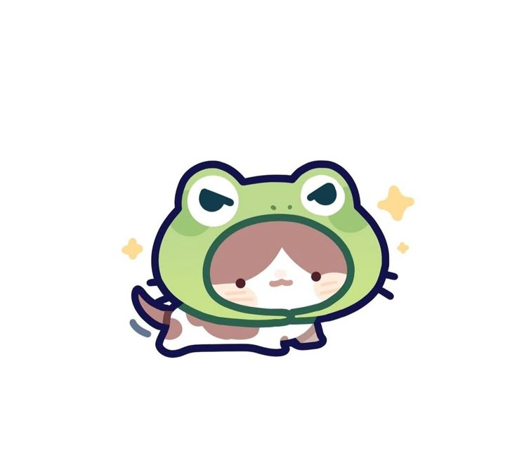 Hình nền mèo chibi - đội mũ ếch