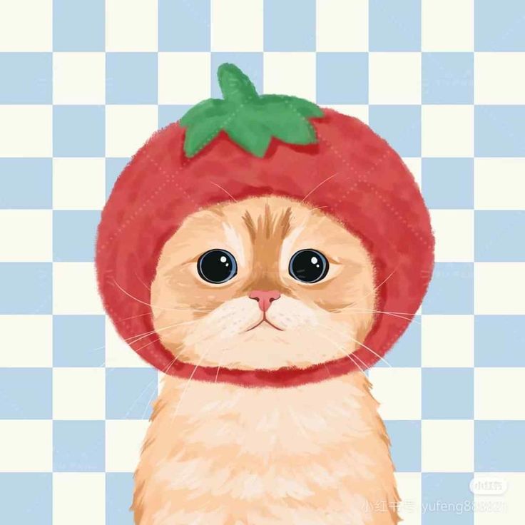 Hình nền mèo chibi - mèo đội mũ