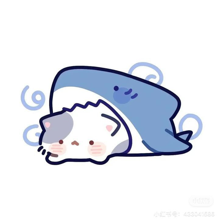 Hình nền mèo chibi - mèo và cá mập
