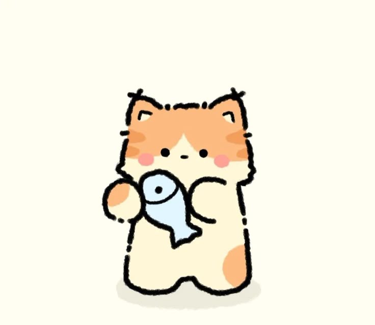 Hình nền mèo chibi - Mèo và cá