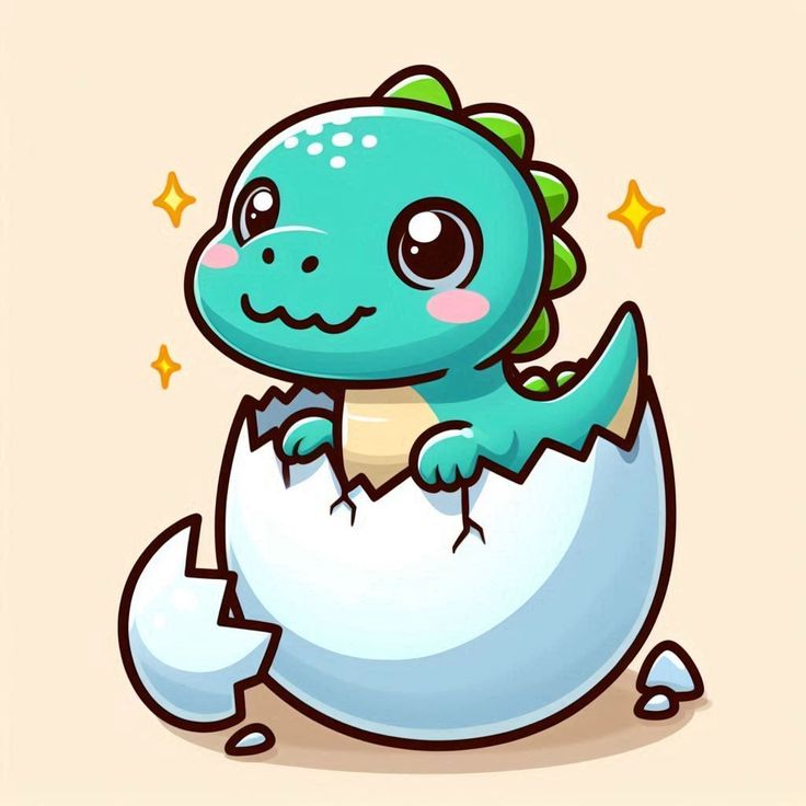 Hình vẽ khủng long chibi cute - bé khủng long mới nở