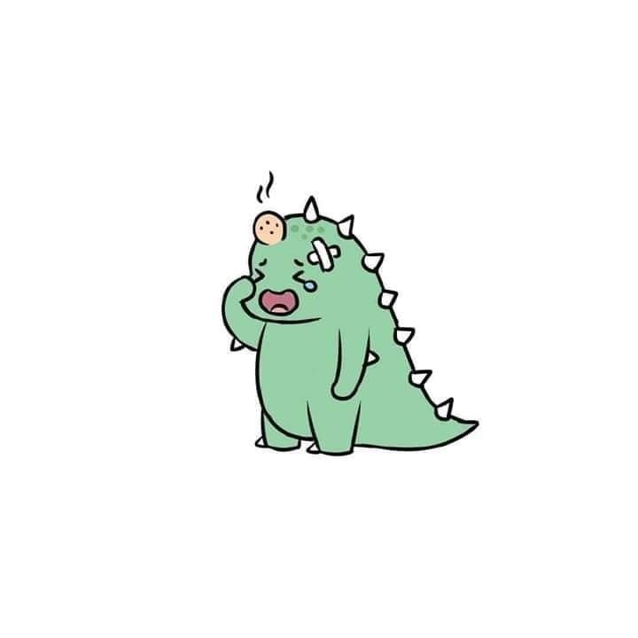 Hình vẽ khủng long chibi cute - bị thương
