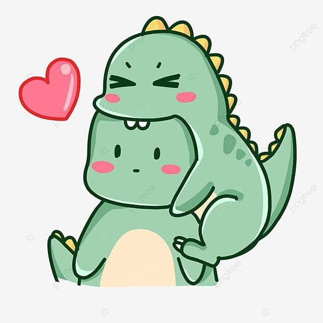Hình vẽ khủng long chibi cute - cắn yêu