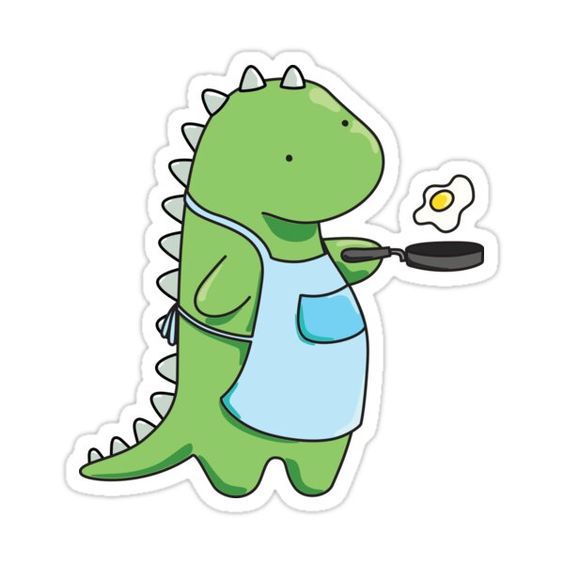 Hình vẽ khủng long chibi cute - đầu bếp khủng long