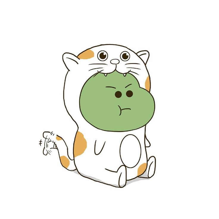 Hình vẽ khủng long chibi cute - hóa trang mèo con