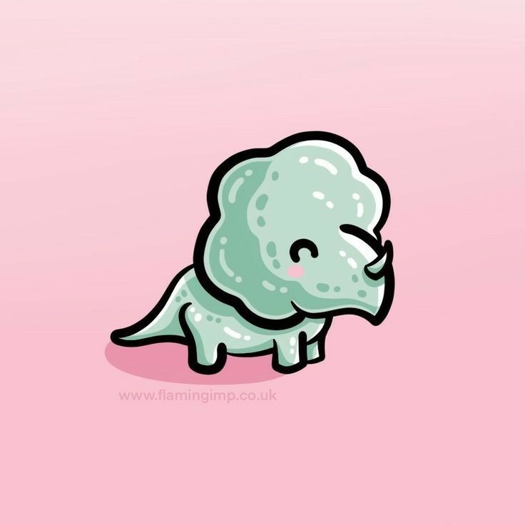 Hình vẽ khủng long chibi cute - khủng long 1 sừng