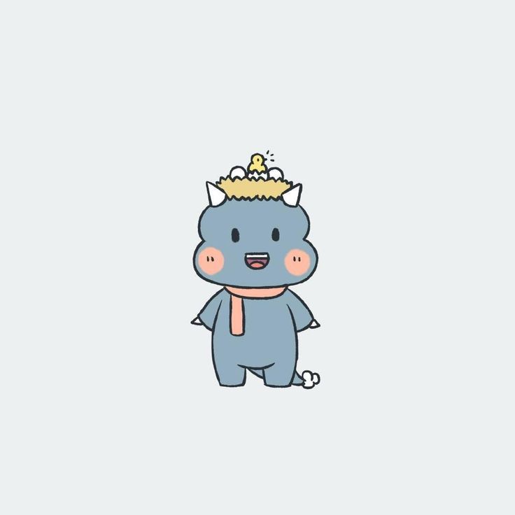 Hình vẽ khủng long chibi cute - khủng long 2 sừng