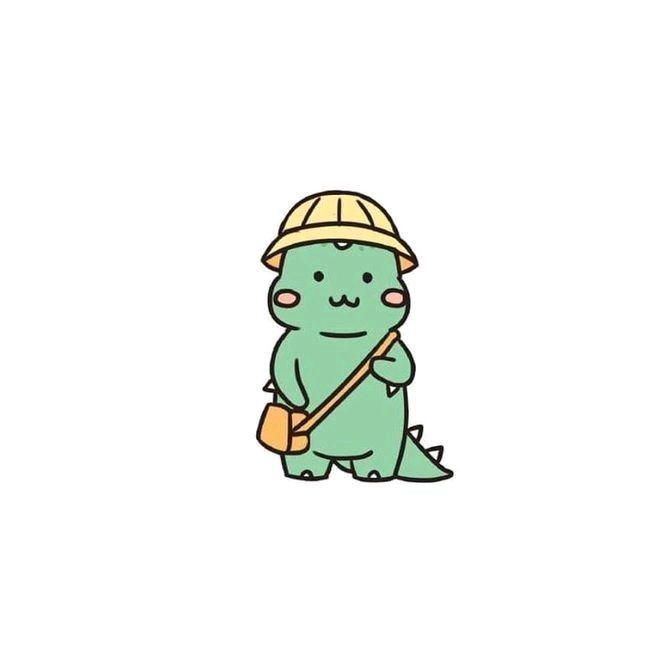 Hình vẽ khủng long chibi cute - khủng long đi học