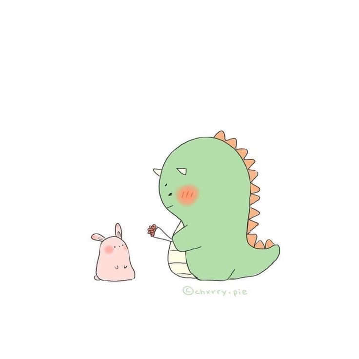 Hình vẽ khủng long chibi cute - khủng long và thỏ 