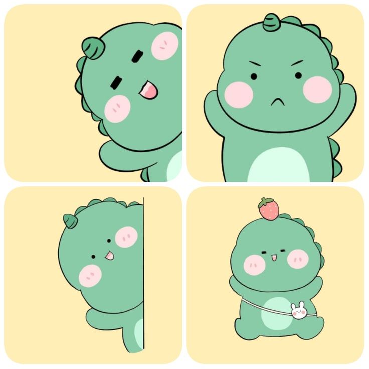 Hình vẽ khủng long chibi cute - loạt biểu cảm hài hước
